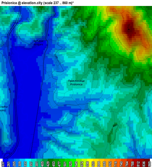 Prislonica elevation map