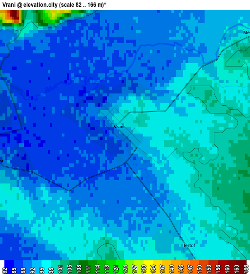 Vrani elevation map