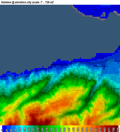 Halıdere elevation map