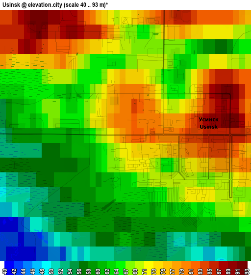 Usinsk elevation map