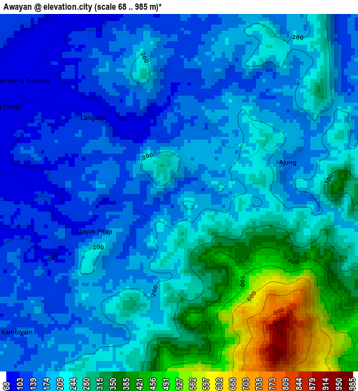 Awayan elevation map