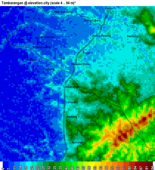 Tambarangan elevation map