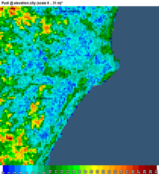 Pudi elevation map