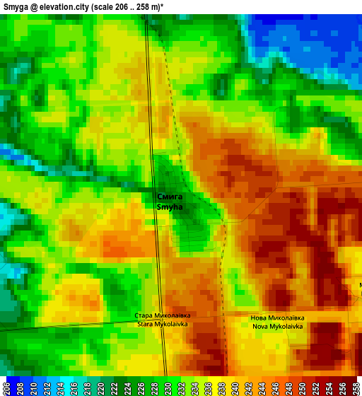 Smyga elevation map