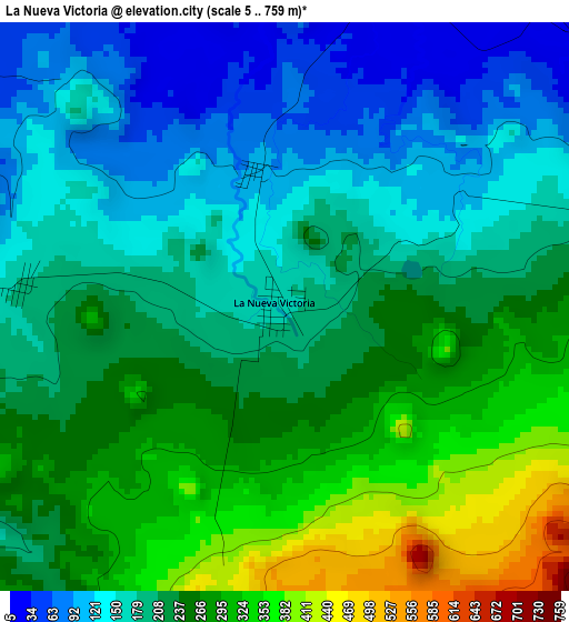 La Nueva Victoria elevation map