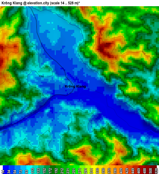 Krông Klang elevation map