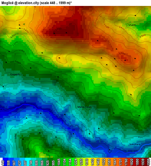 Moglicë elevation map
