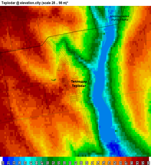 Teplodar elevation map