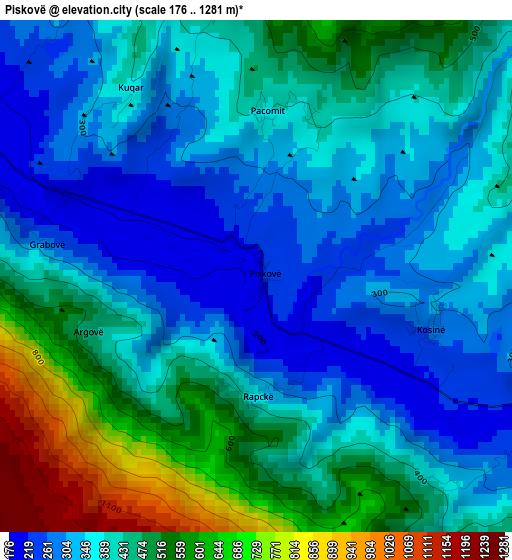 Piskovë elevation map