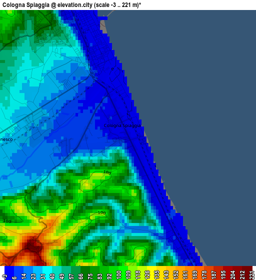 Cologna Spiaggia elevation map