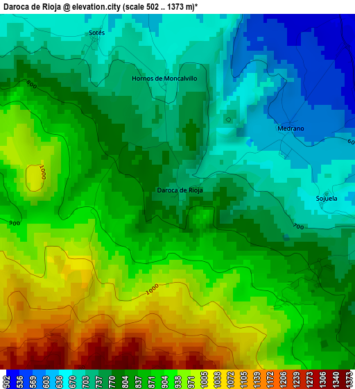 Daroca de Rioja elevation map