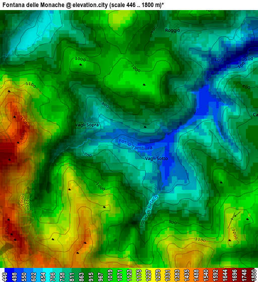 Fontana delle Monache elevation map