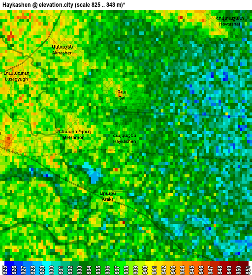 Haykashen elevation map