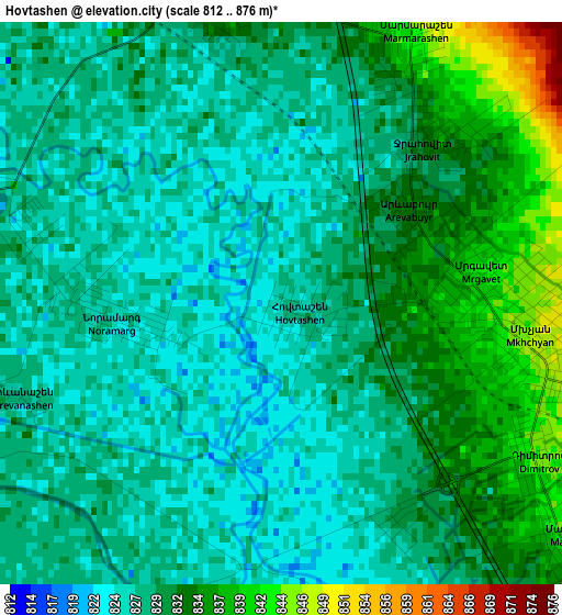 Hovtashen elevation map