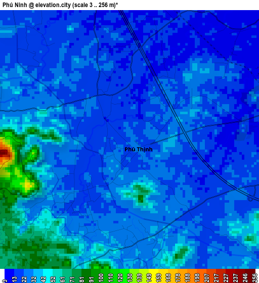 Phú Ninh elevation map