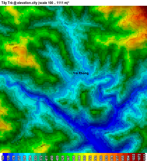 Tây Trà elevation map