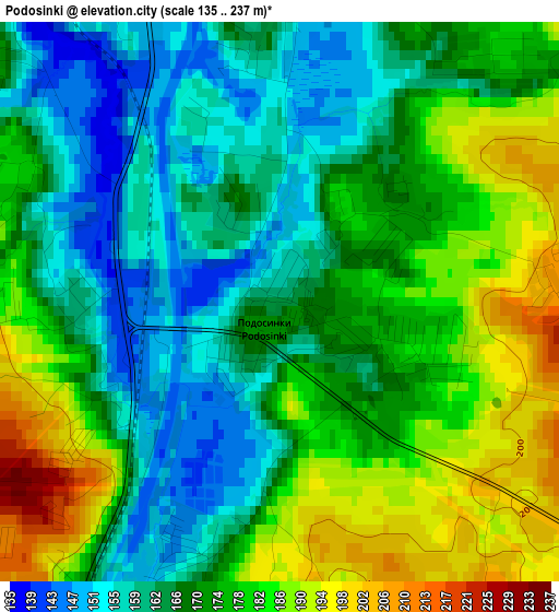 Podosinki elevation map