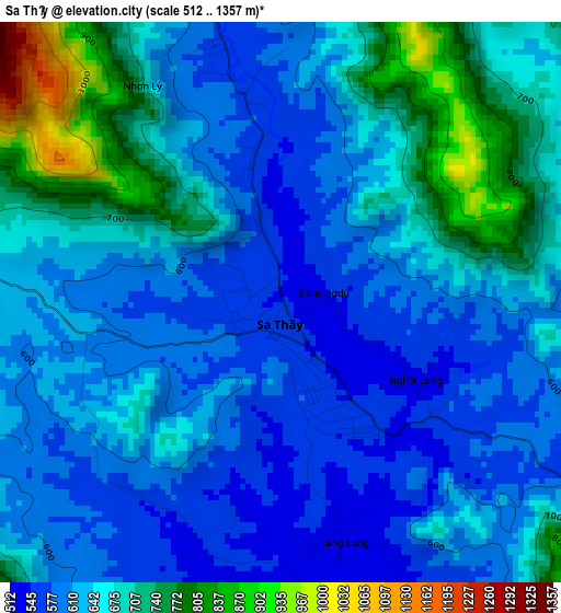 Sa Thầy elevation map
