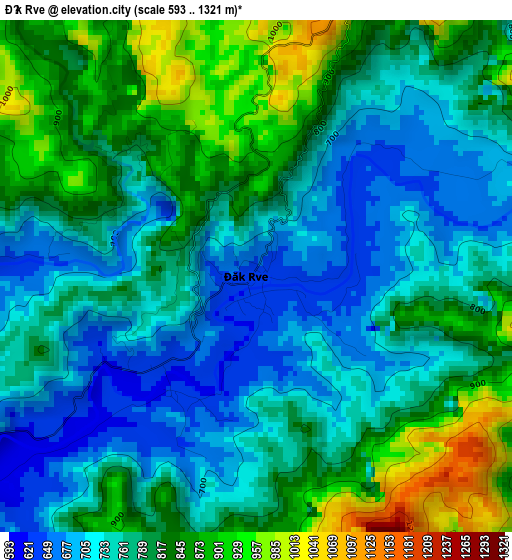 Đắk Rve elevation map