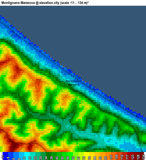 Montignano-Marzocca elevation map