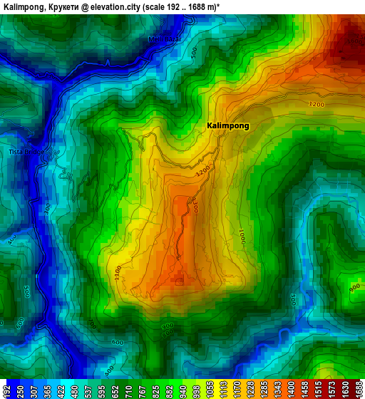 Kalimpong, Крукети elevation map