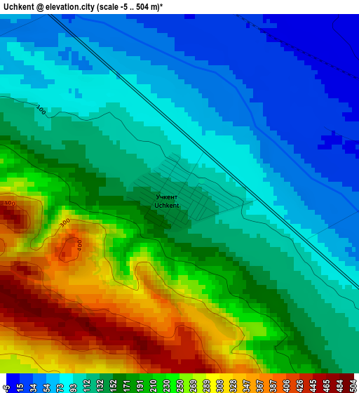 Uchkent elevation map