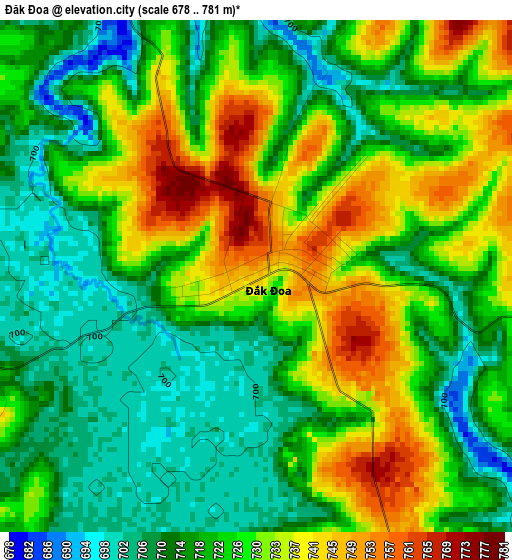 Đăk Đoa elevation map