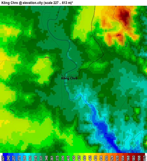 Kông Chro elevation map