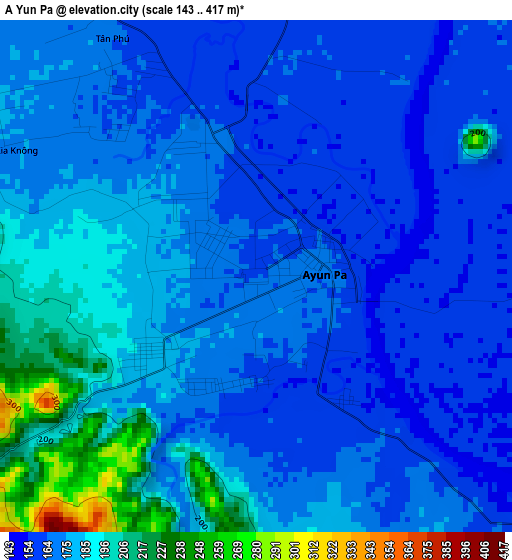 A Yun Pa elevation map