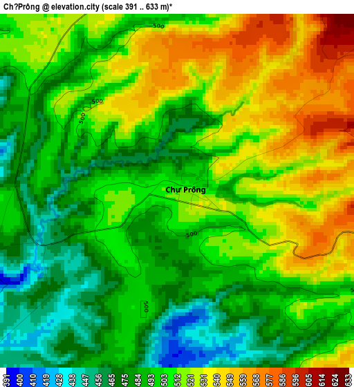 Chư Prông elevation map