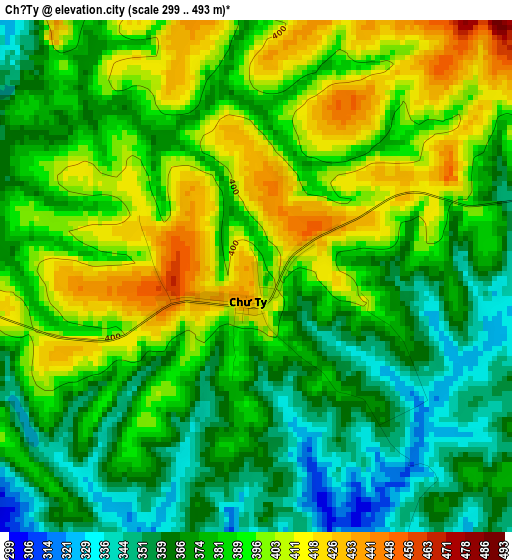 Chư Ty elevation map