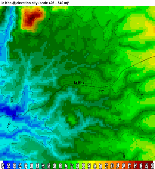 Ia Kha elevation map