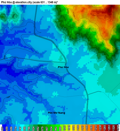 Phú Hòa elevation map