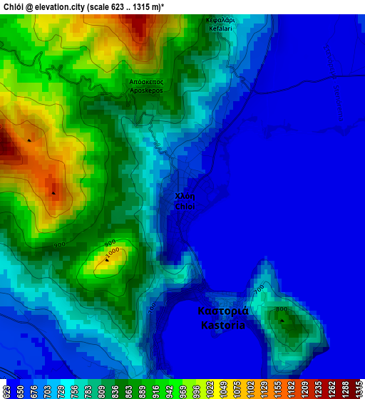 Chlói elevation map