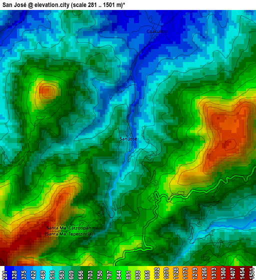 San José elevation map