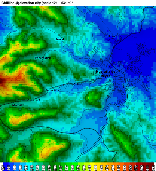 Chililico elevation map