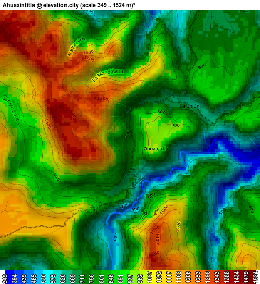 Ahuaxintitla elevation map