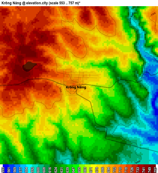 Krông Năng elevation map