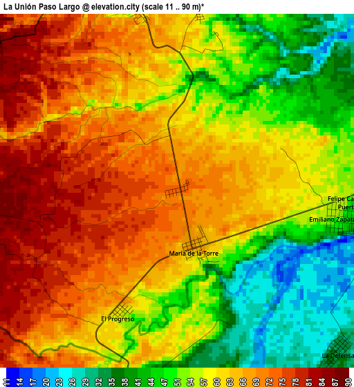 La Unión Paso Largo elevation map