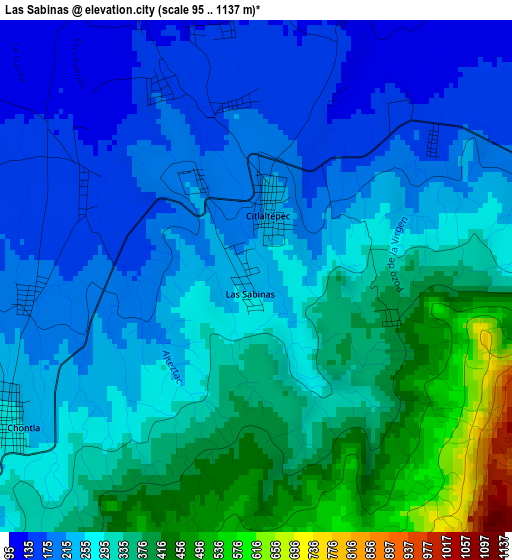 Las Sabinas elevation map