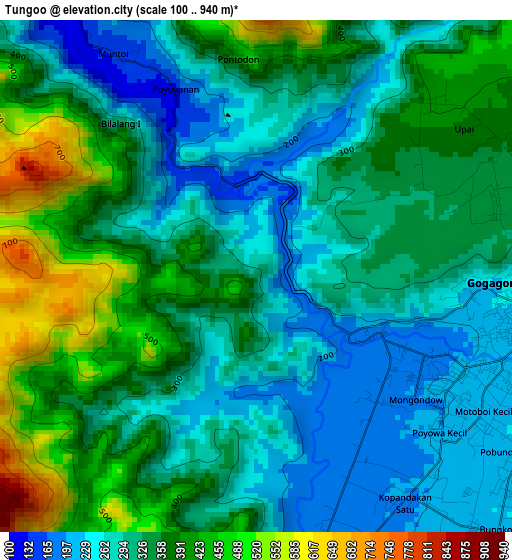 Tungoo elevation map