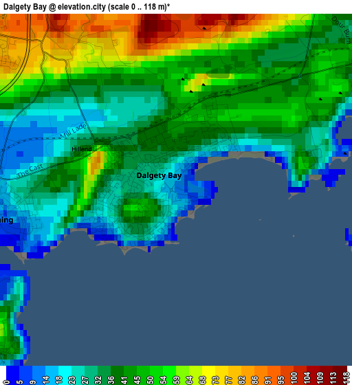 Dalgety Bay elevation map