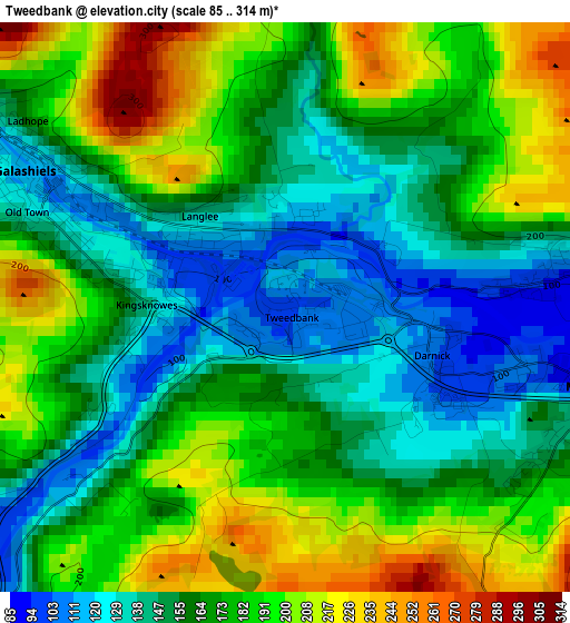 Tweedbank elevation map