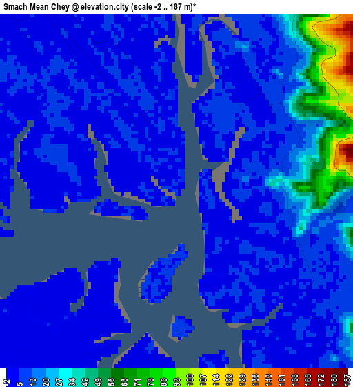 Smach Mean Chey elevation map