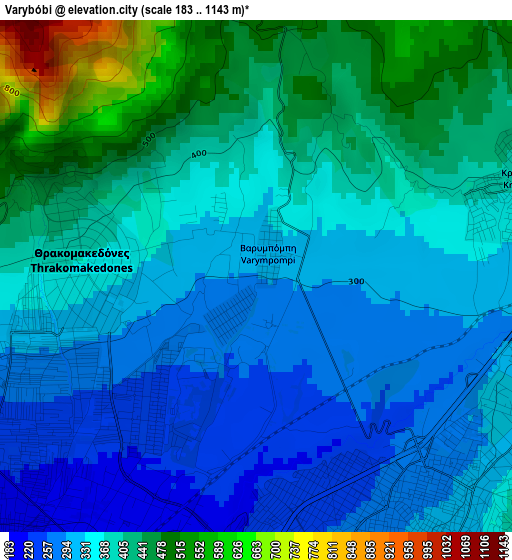 Varybóbi elevation map