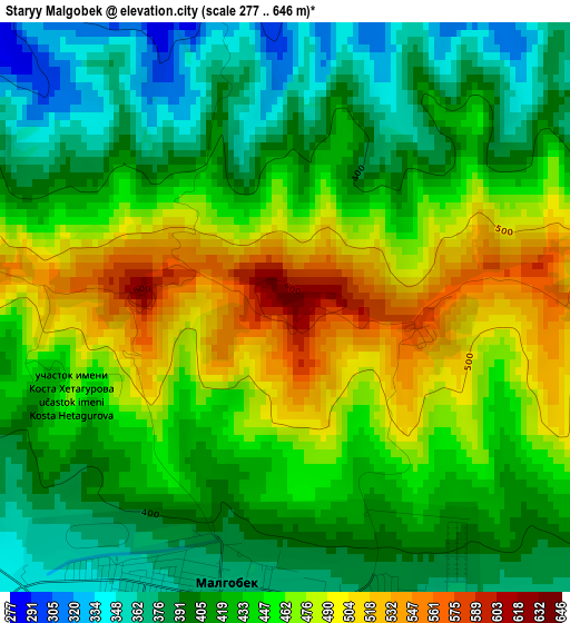 Staryy Malgobek elevation map