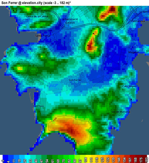 Son Ferrer elevation map