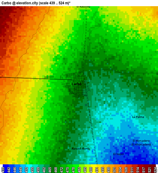 Carbo elevation map
