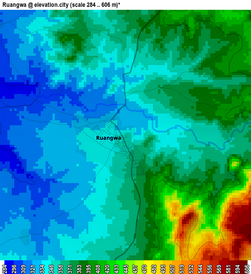 Ruangwa elevation map