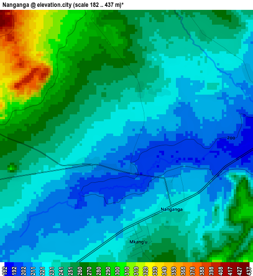 Nanganga elevation map